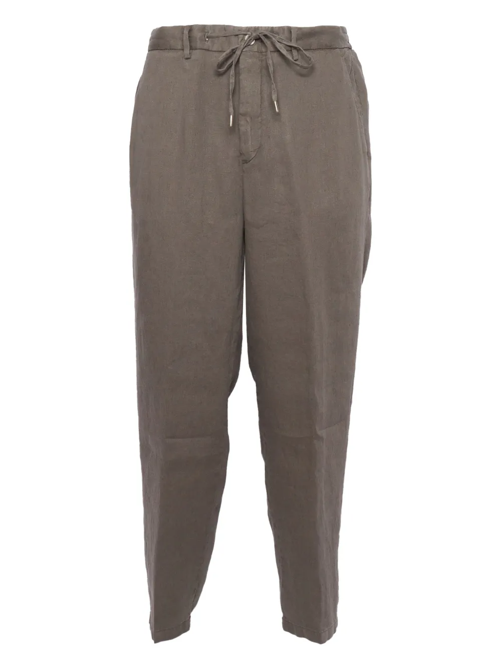 drawstring-waist linen trousers