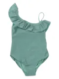 MC2 Saint Barth Kids ruffle asymmetric-shoulder swimsuit - Green
