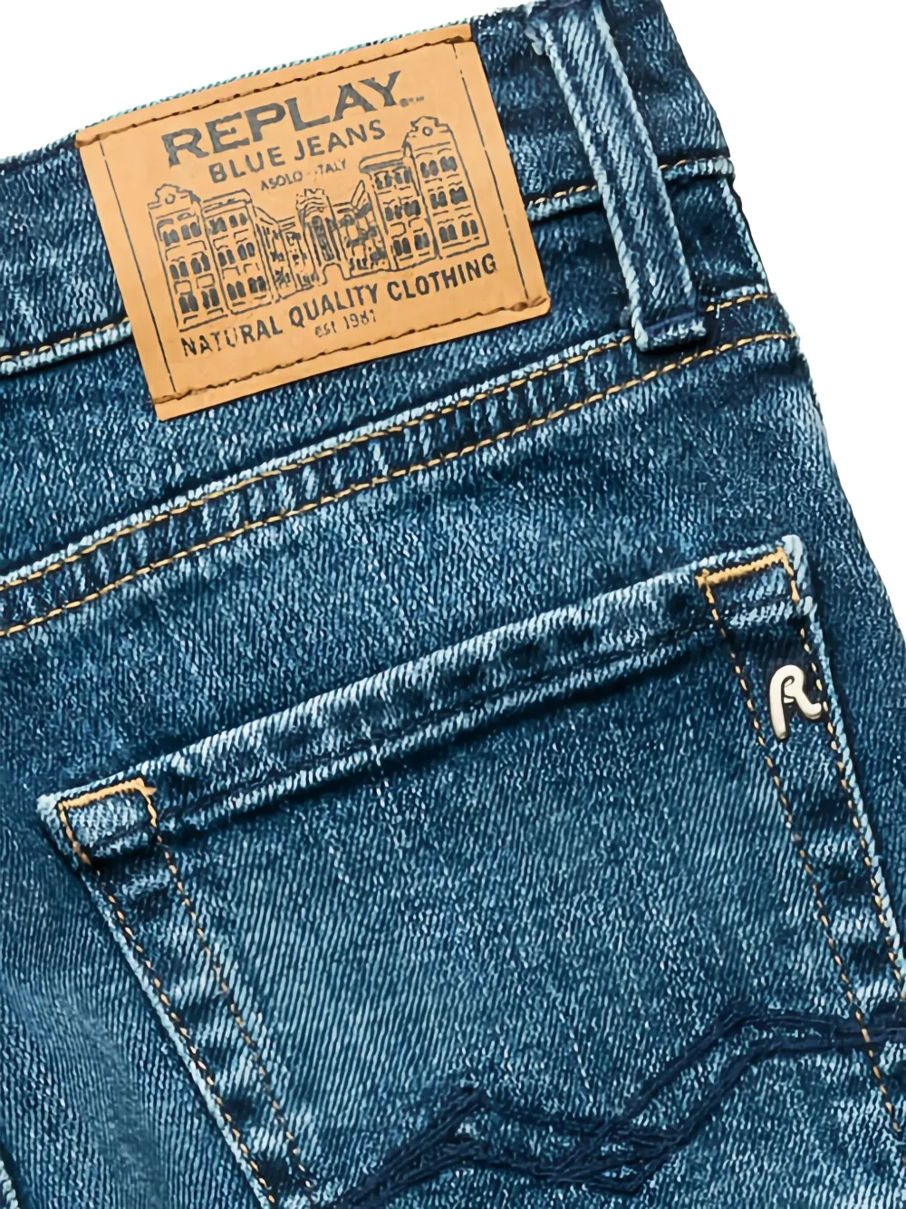 Replay Logo-patch Jeans In Blue