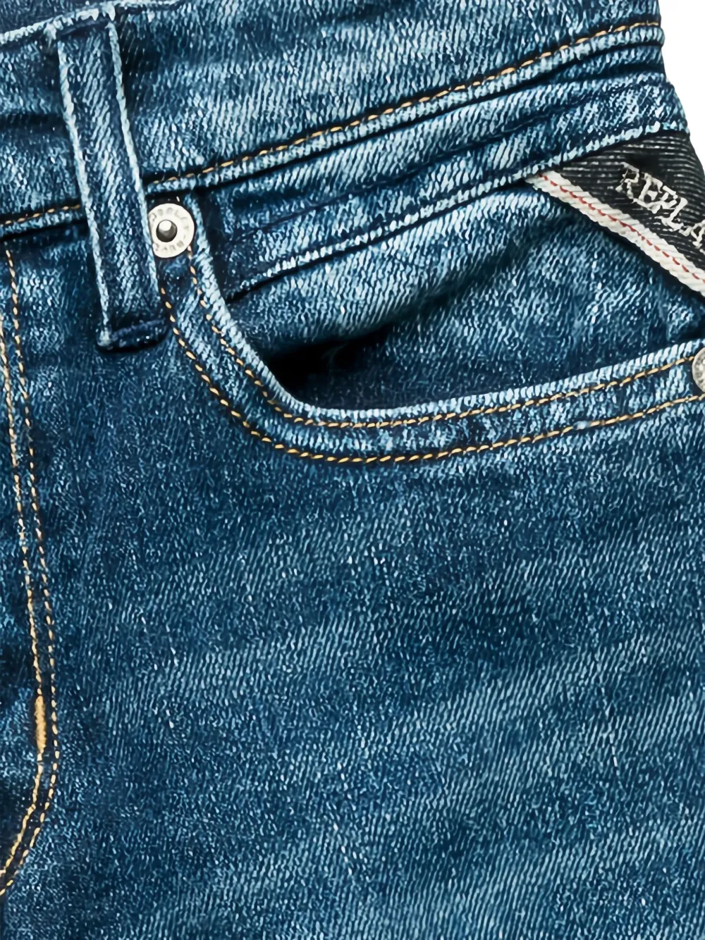 Replay Logo-patch Jeans In Blue