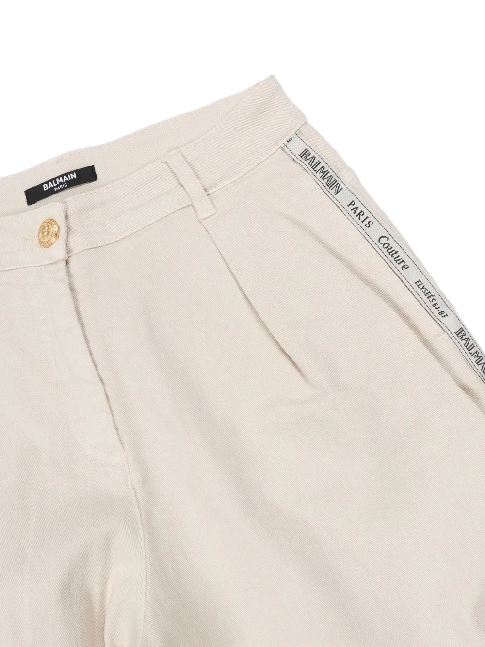 Balmain Pleated Side-stripe Trousers In Neutral