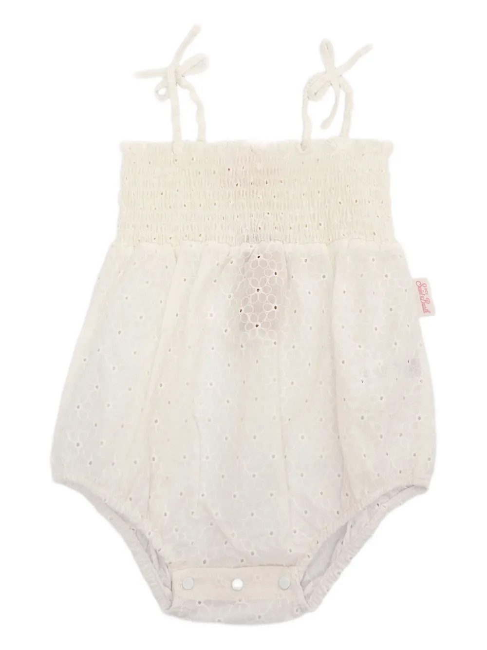 MC2 Saint Barth Kids Gesmockte romper met geborduurd ringlets Wit