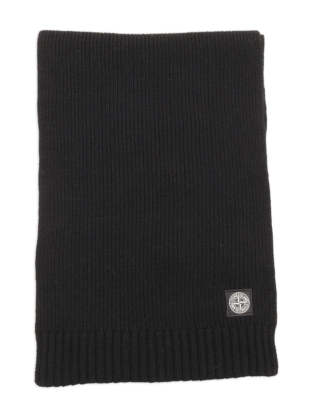 Stone Island Junior ribbed logo-patch scarf - ブラック Stone Island Junior ribbed logo-patch scarf - ブラック