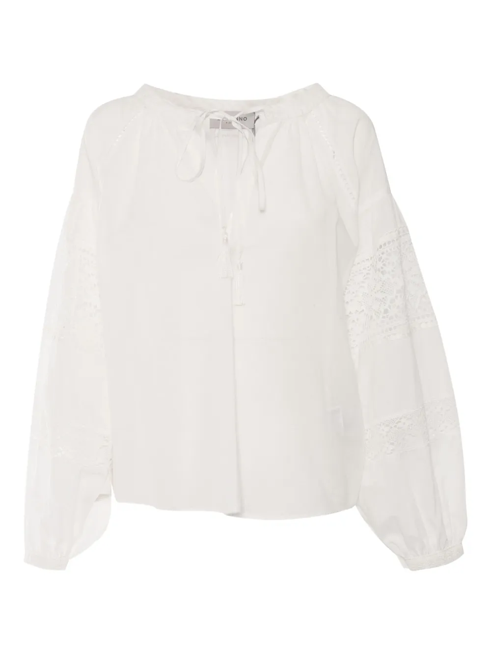 Ermanno Scervino Top met ballonmouwen en kanten vlakken Wit