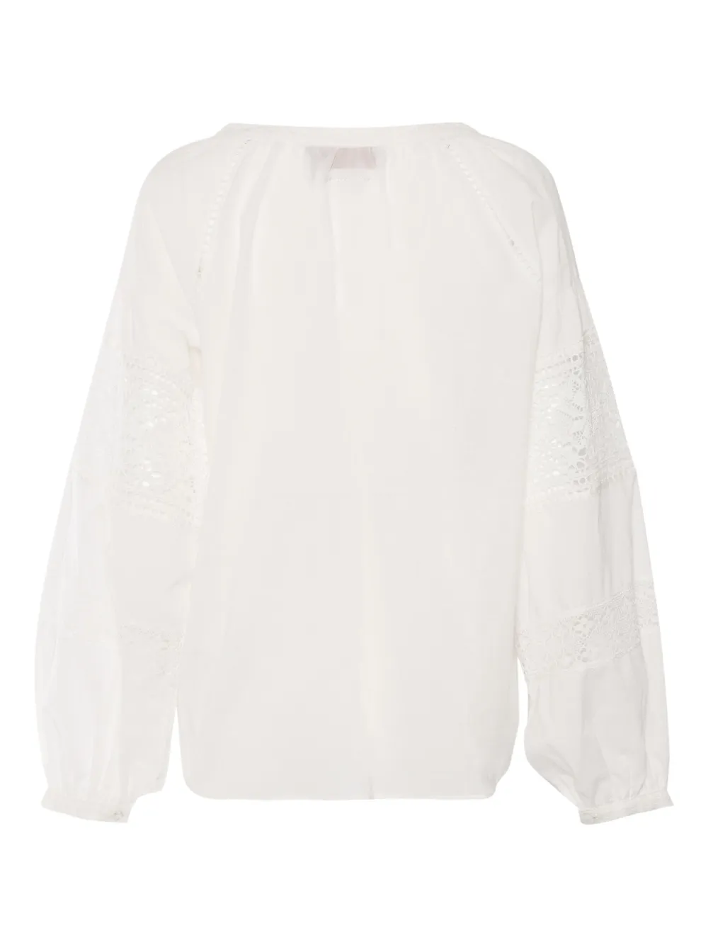 Ermanno Scervino Top met ballonmouwen en kanten vlakken - Wit