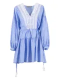 Ermanno Scervino striped lace-insert mini dress - Blue