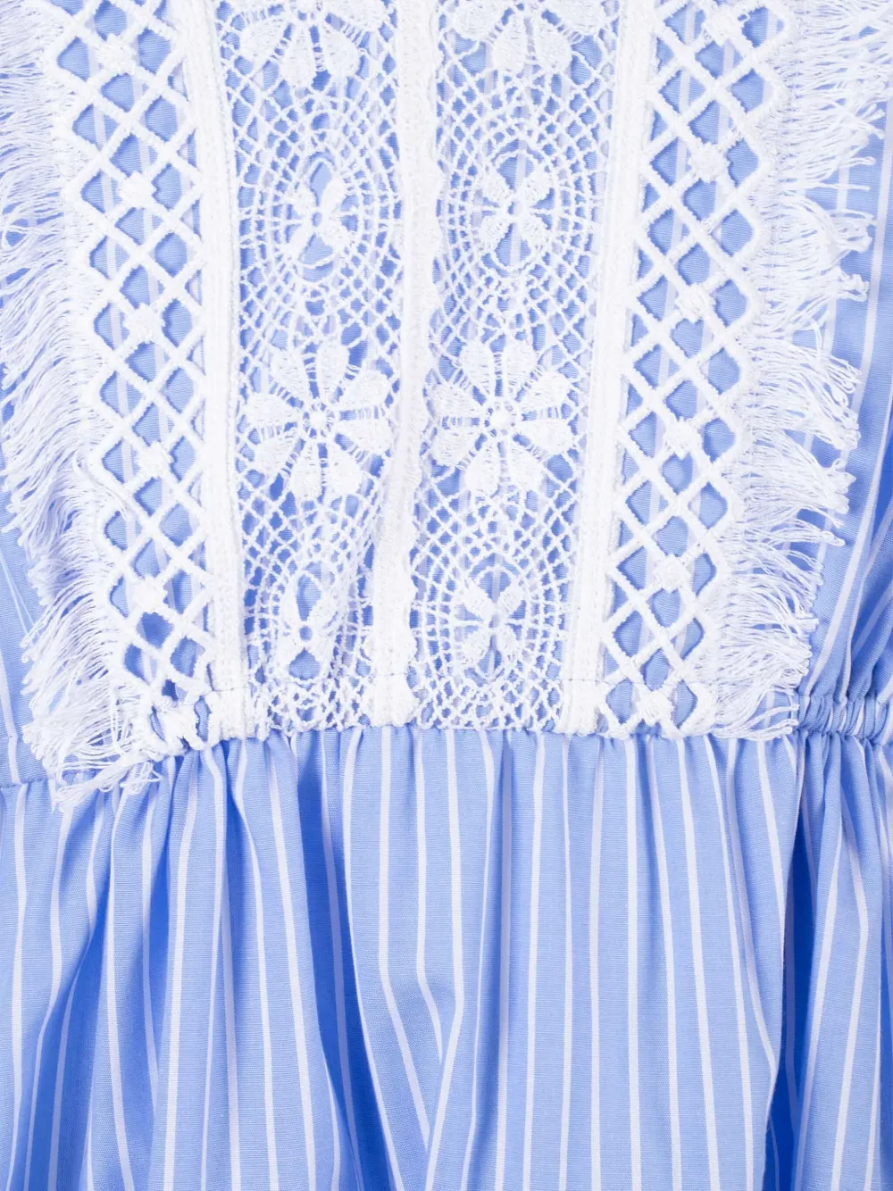 Ermanno Scervino striped lace-insert mini dress Blauw