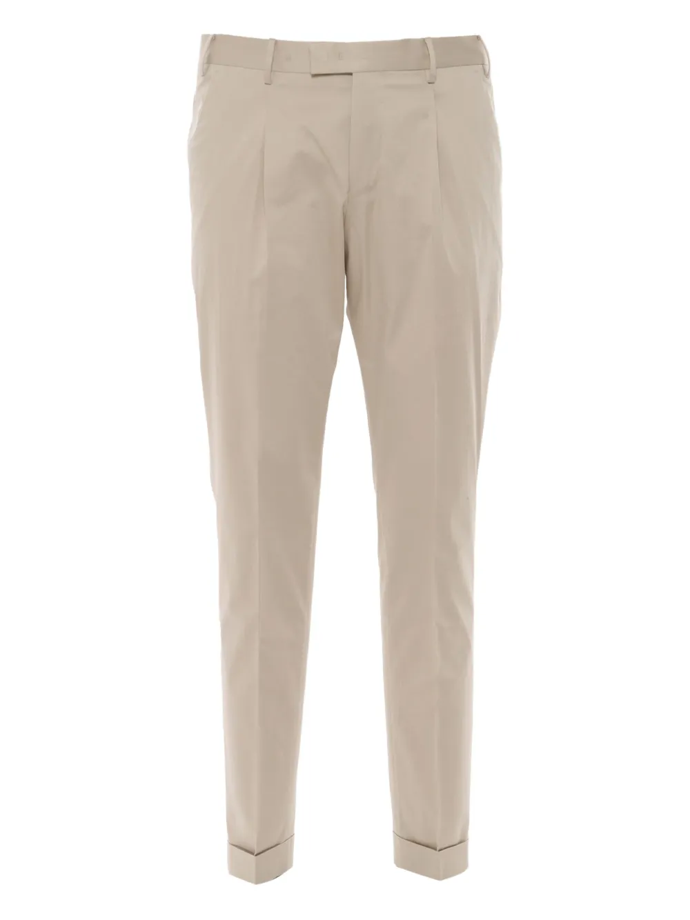 PT Torino Broek met geplooid detail en omgeslagen pijpen Beige