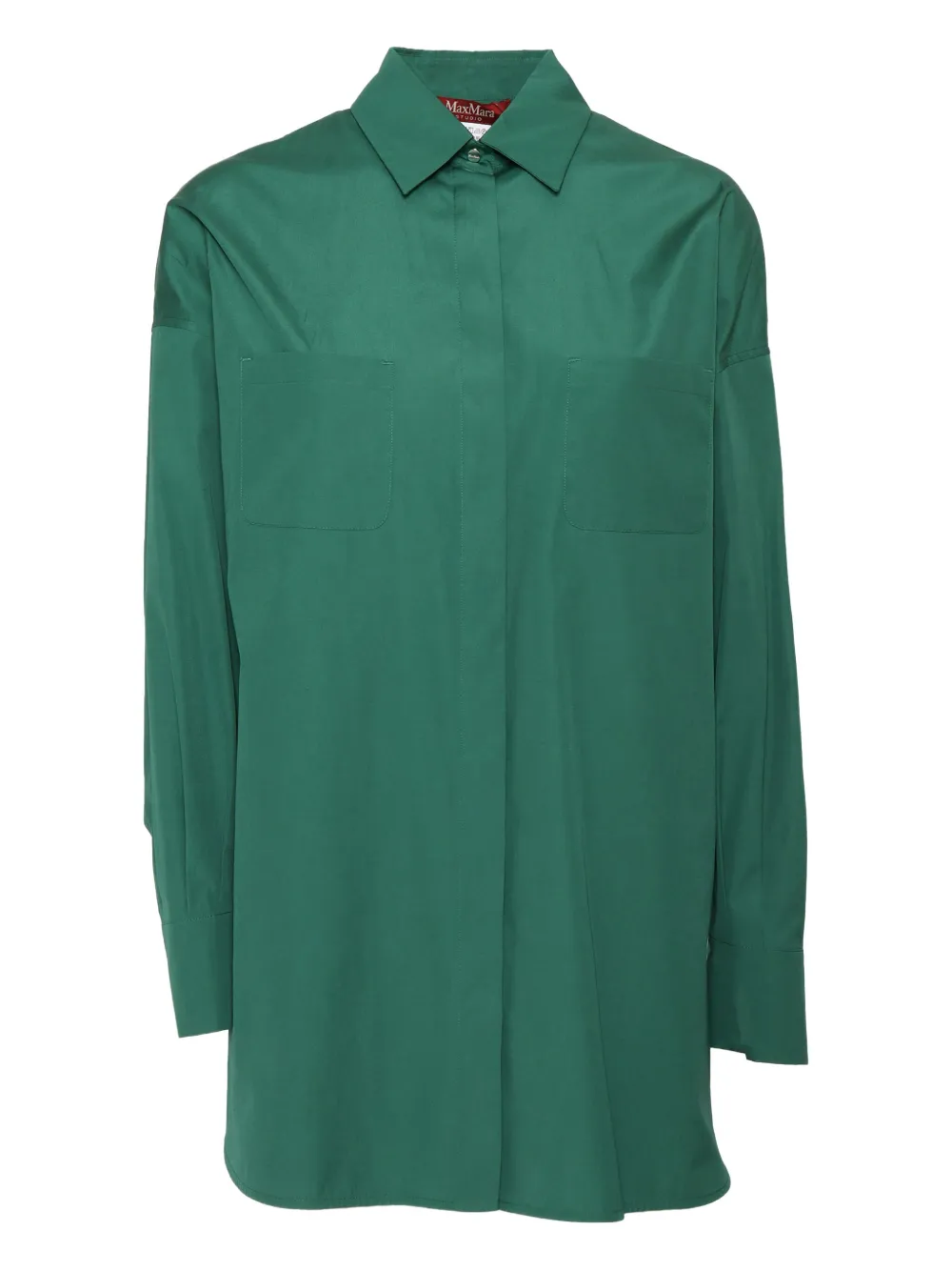 Max Mara Odino katoenen blouse met opgestikte zak Groen
