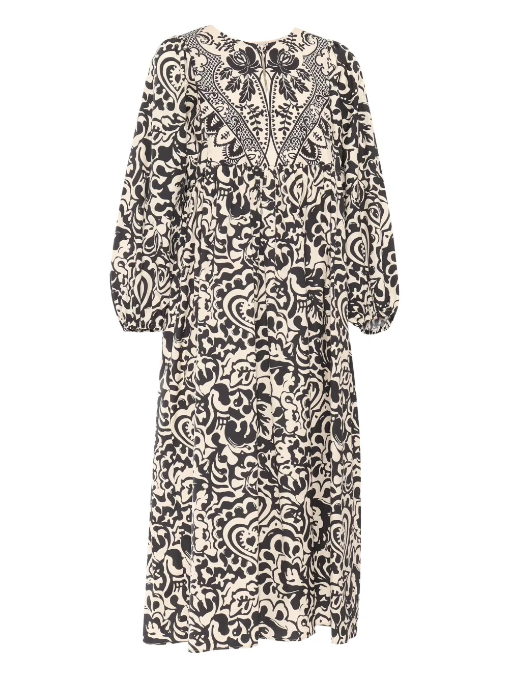 Weekend Max Mara Embroidered Print Cotton Midi Dress In Black