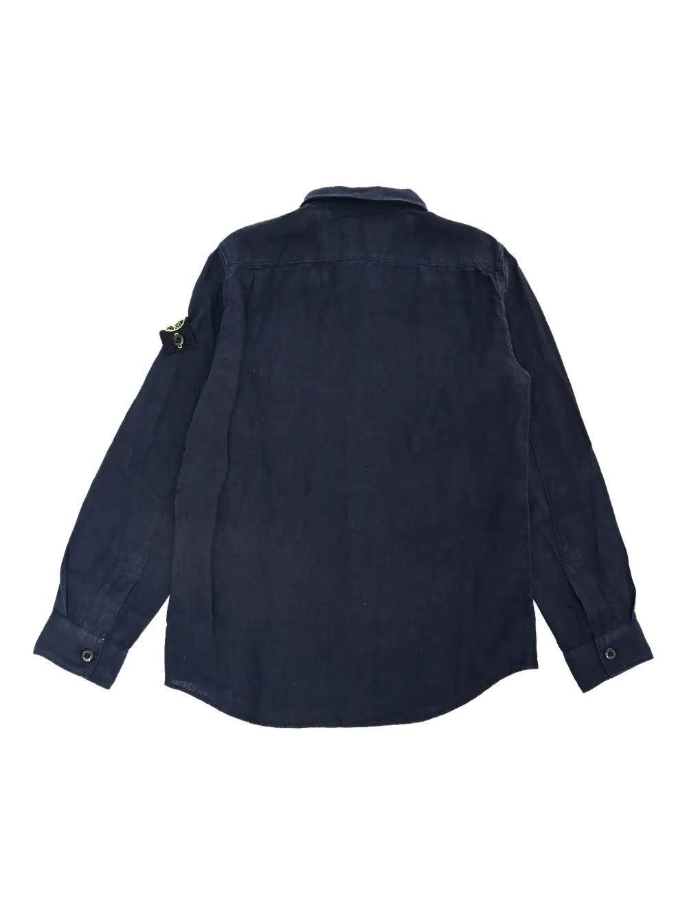 Stone Island Junior Linnen shirt met opgestikte zak Blauw