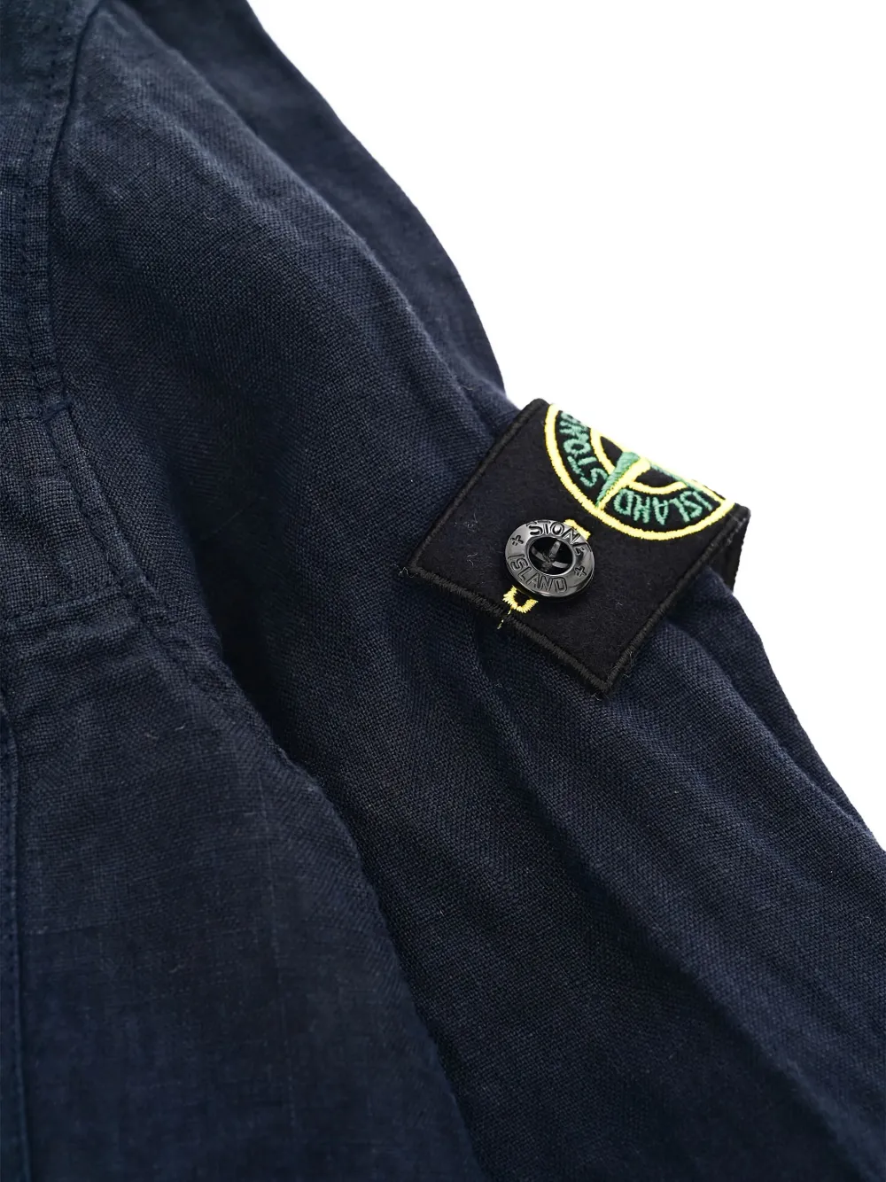 Stone Island Junior Linnen shirt met opgestikte zak Blauw