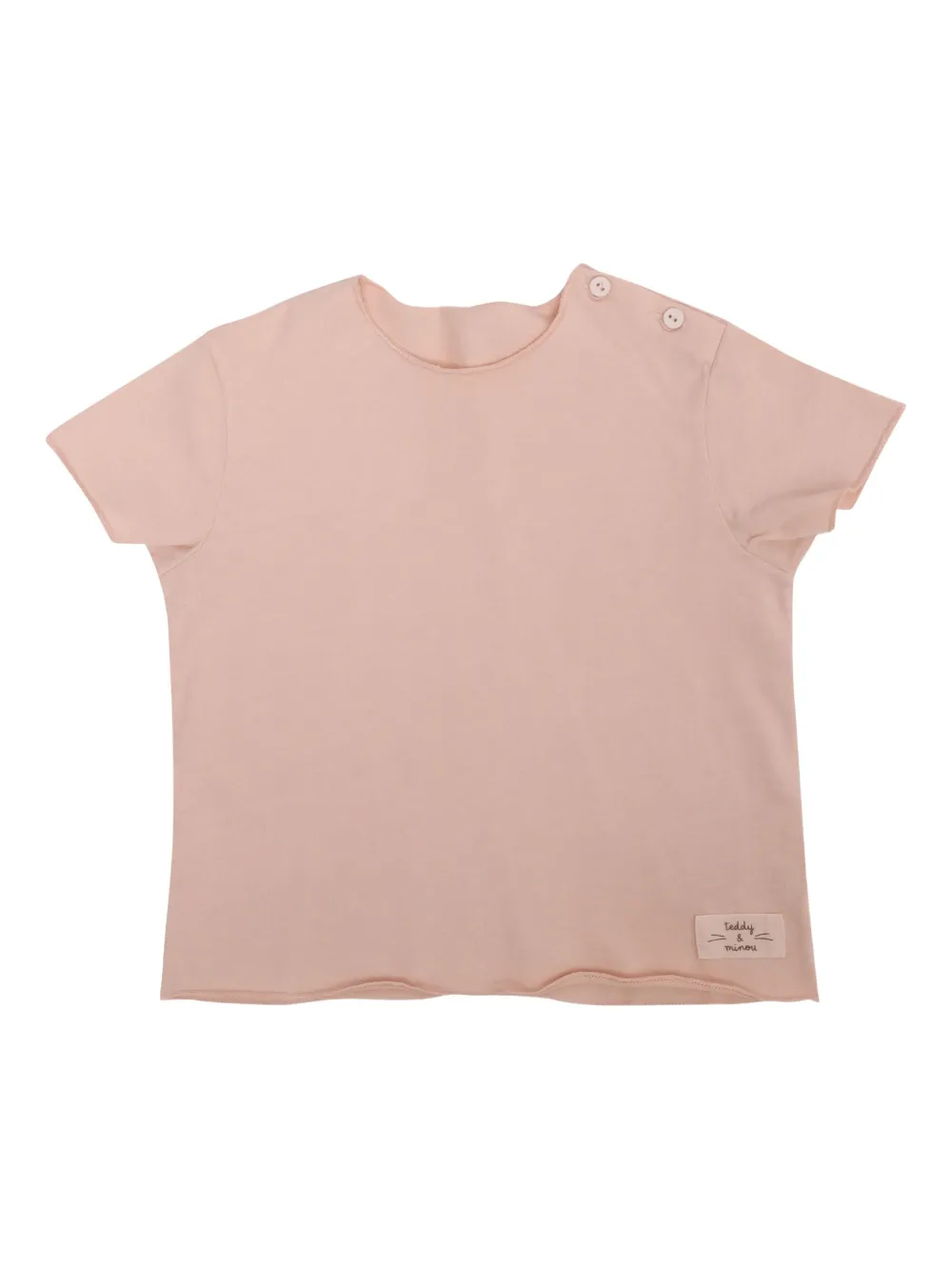 TEDDY & MINOU Katoenen T-shirt met knopen op de schouders Roze