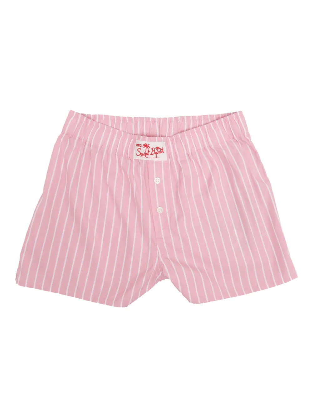MC2 Saint Barth Kids logo-patch striped shorts | Pink | Image 1
