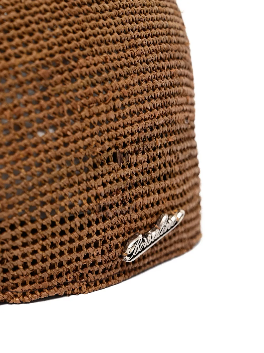 Borsalino Rafia Crochet Flat Beret Hat In Brown