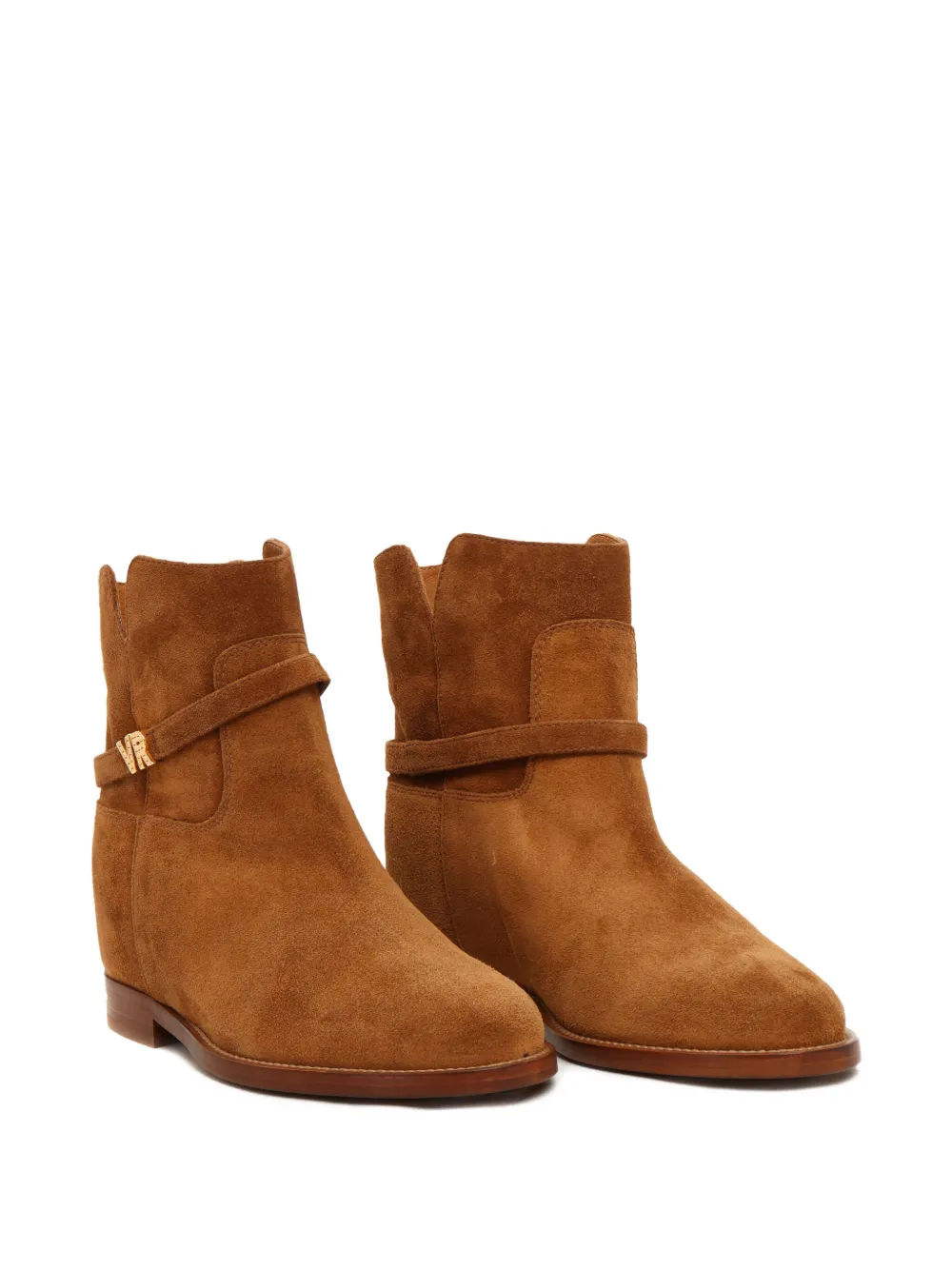 Via Roma 15 suede buckle-strap boots Brown