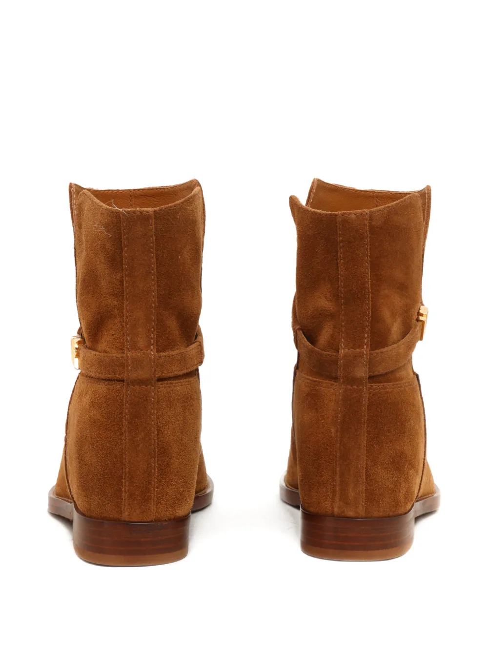 Via Roma 15 suede buckle-strap boots Brown