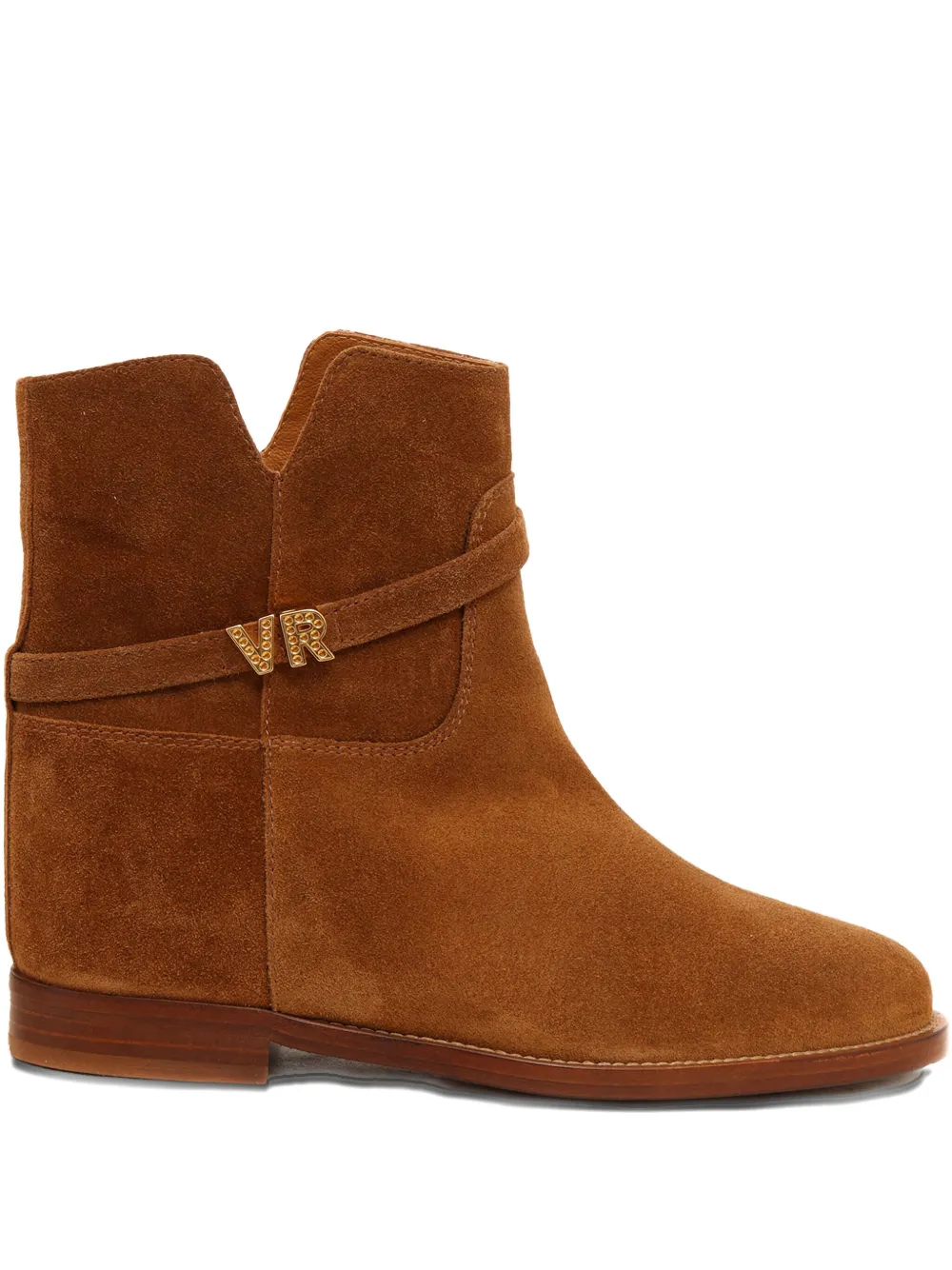 Via Roma 15 suede buckle-strap boots Brown