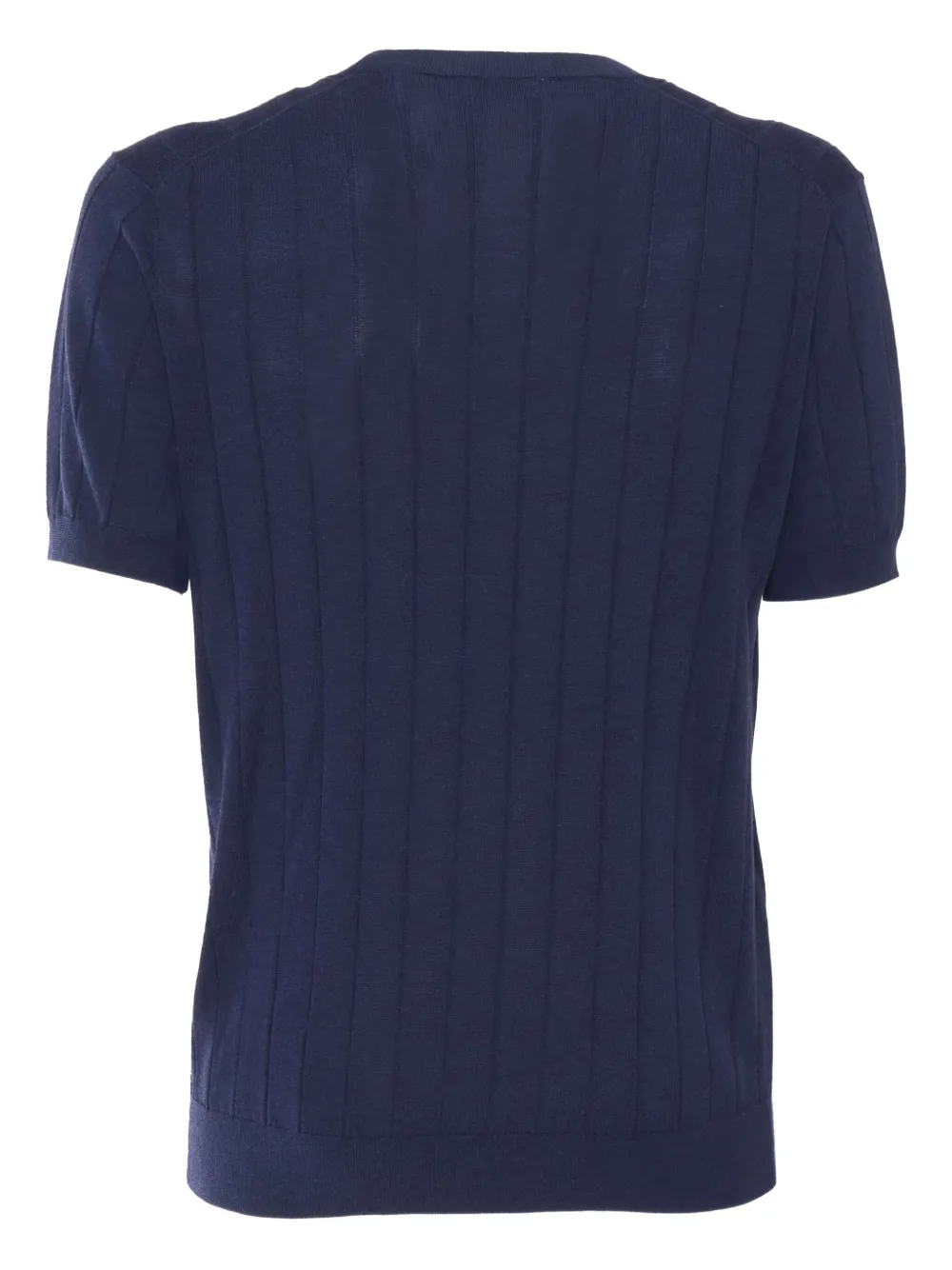 Kangra Geribbeld T-shirt met ronde hals - Blauw