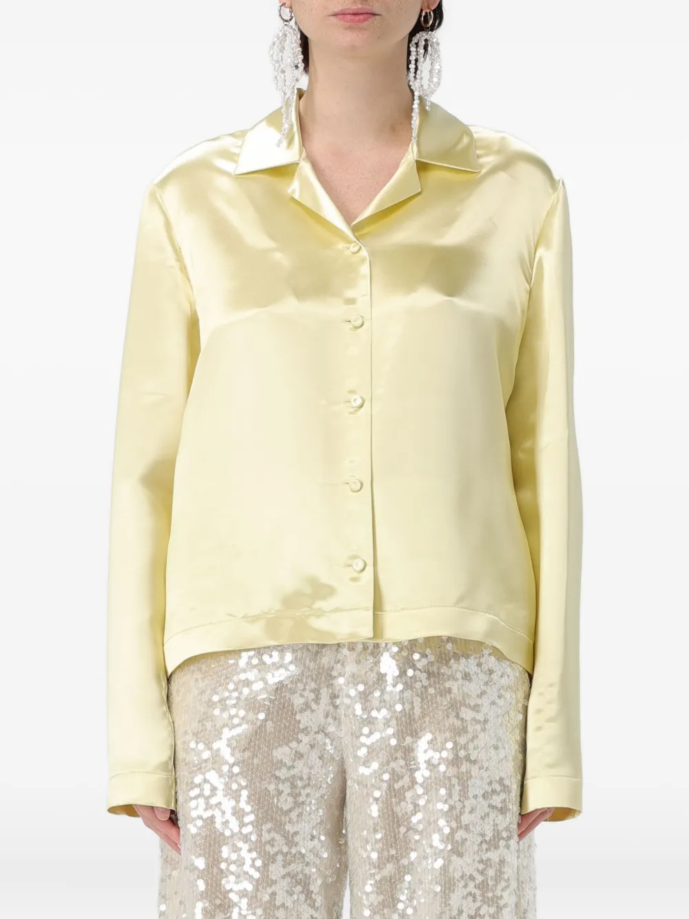 Philosophy Di Lorenzo Serafini satin long-sleeve shirt | Yellow | Image 1