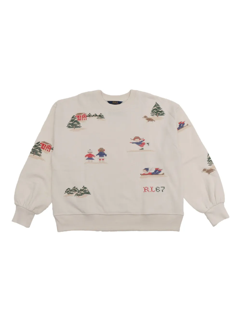 POLO RALPH LAUREN KIDS embroidered winter-scene sweatshirt | White | Image 1