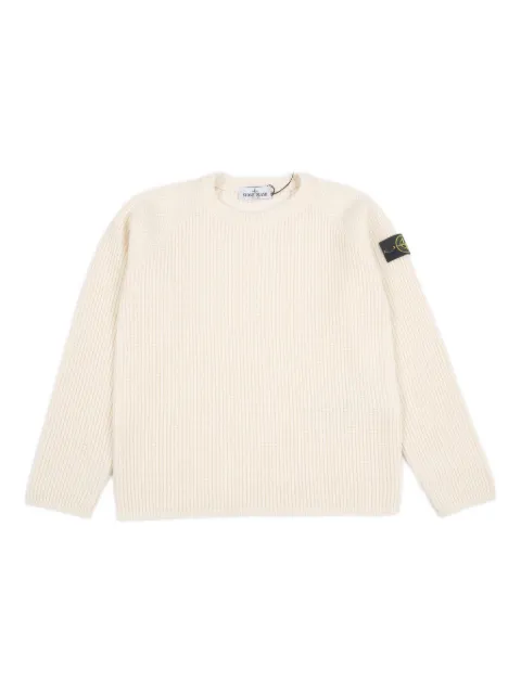 Stone Island Junior كنزة بحياكة مضلعة وشارة بوصلة