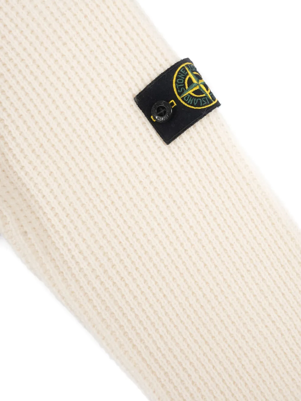 Stone Island Junior Ribgebreide trui met Compass-logopatch Beige