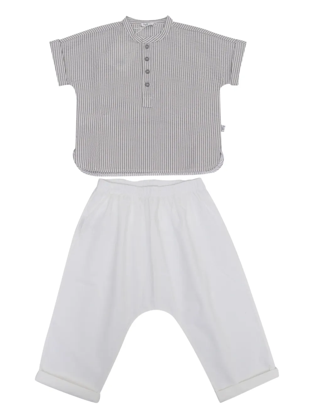 Il Gufo Kids' Striped-shirt Trouser Set In Gray