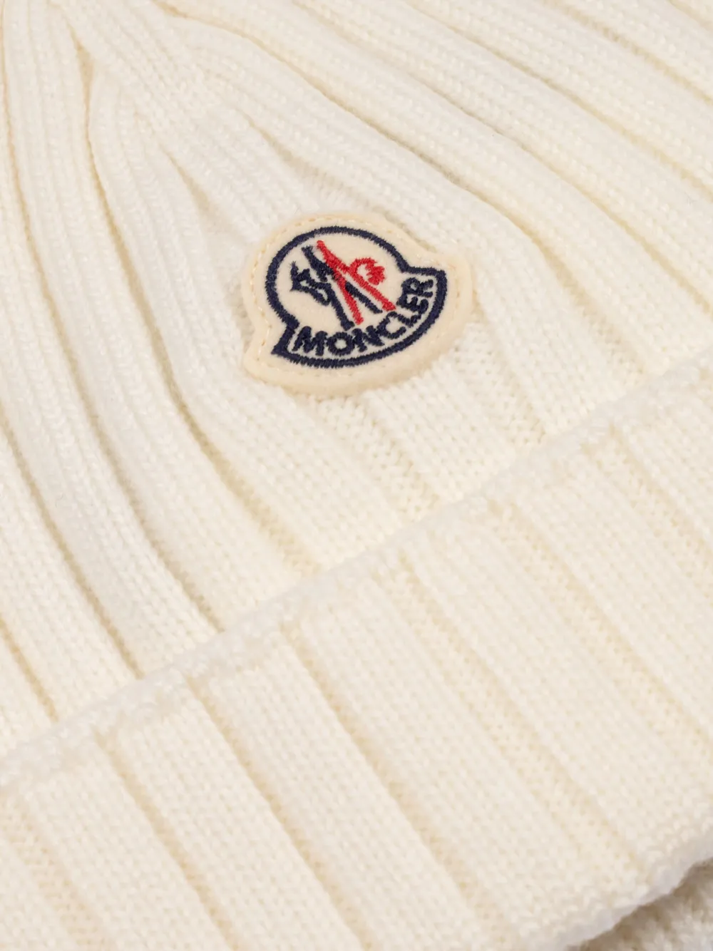 MONCLER GRENOBLE KIDS Ribgebreide muts Beige