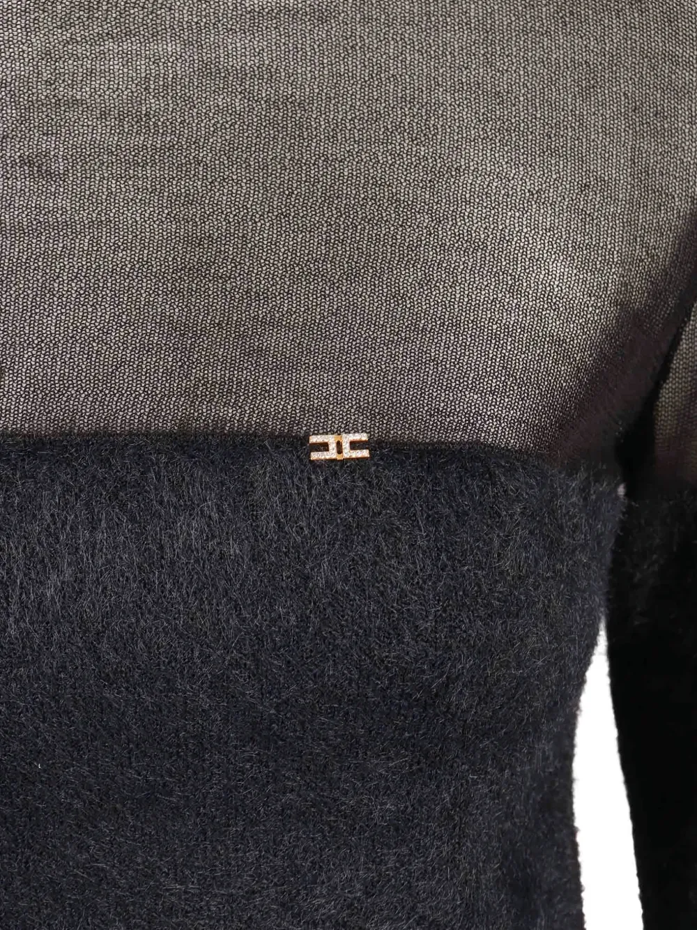 Elisabetta Franchi Roll-neck Knitted Top In Black