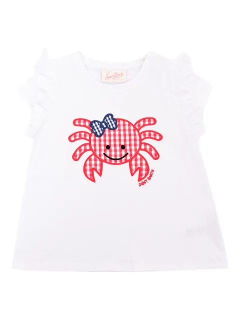 MC2 Saint Barth Kids Gerüschtes T-Shirt mit Krabben-Patch