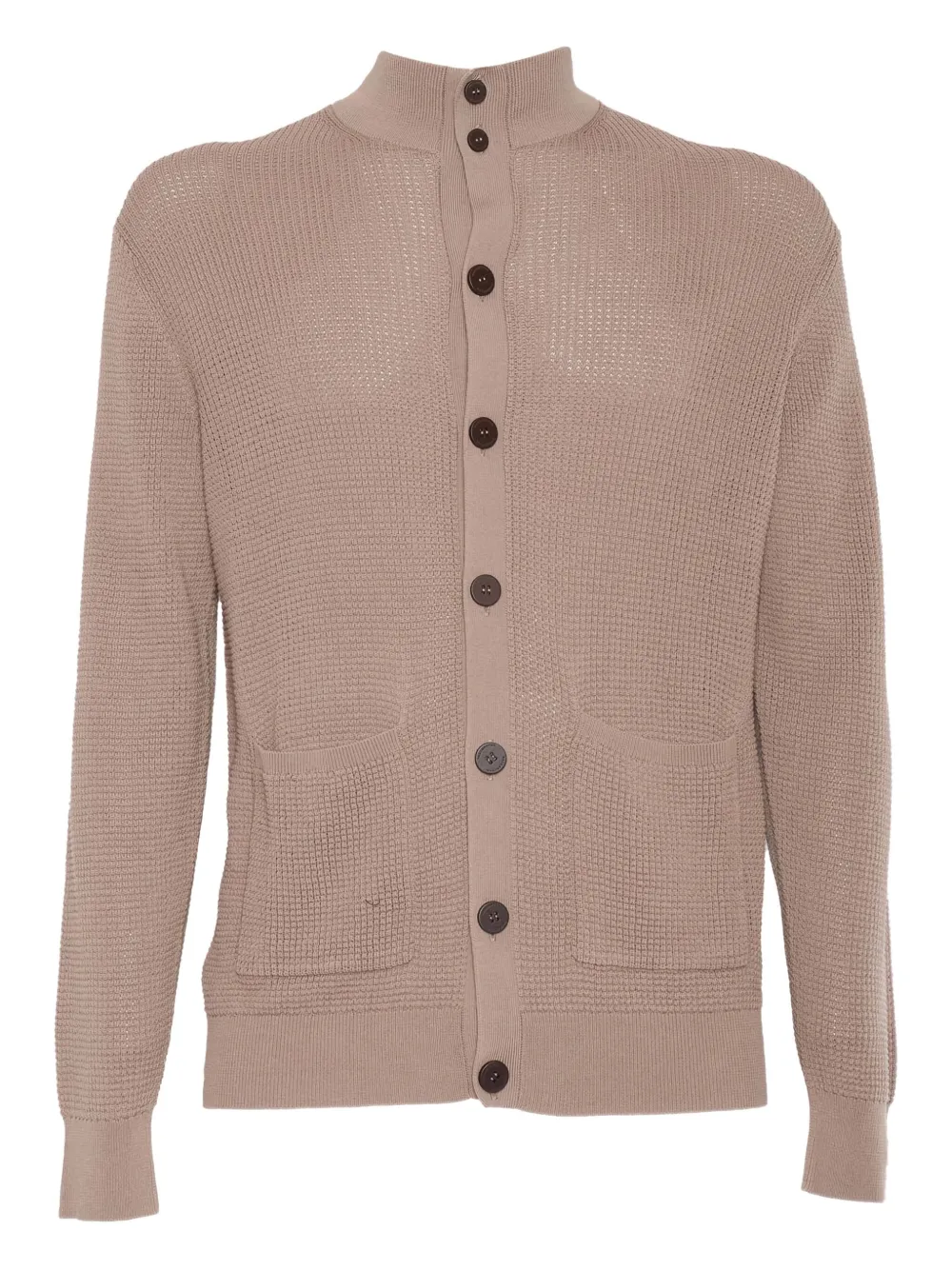 button-fastening waffle-knit cardigan