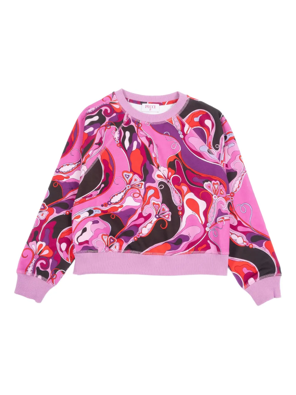 PUCCI Junior abstract-print cotton sweatshirt Roze