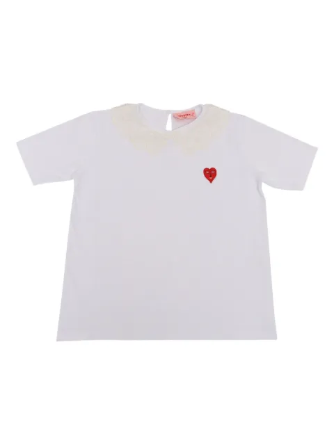 Vivetta Kids lace-collar heart-applique T-shirt