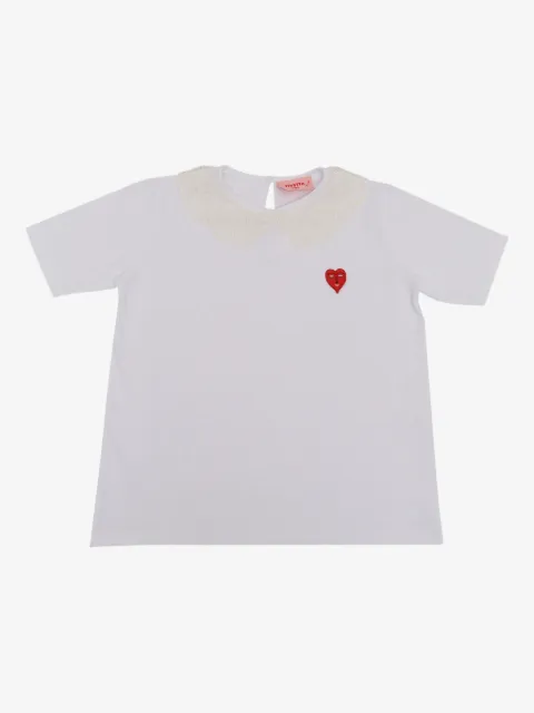 Vivetta Kids lace-collar heart-applique T-shirt