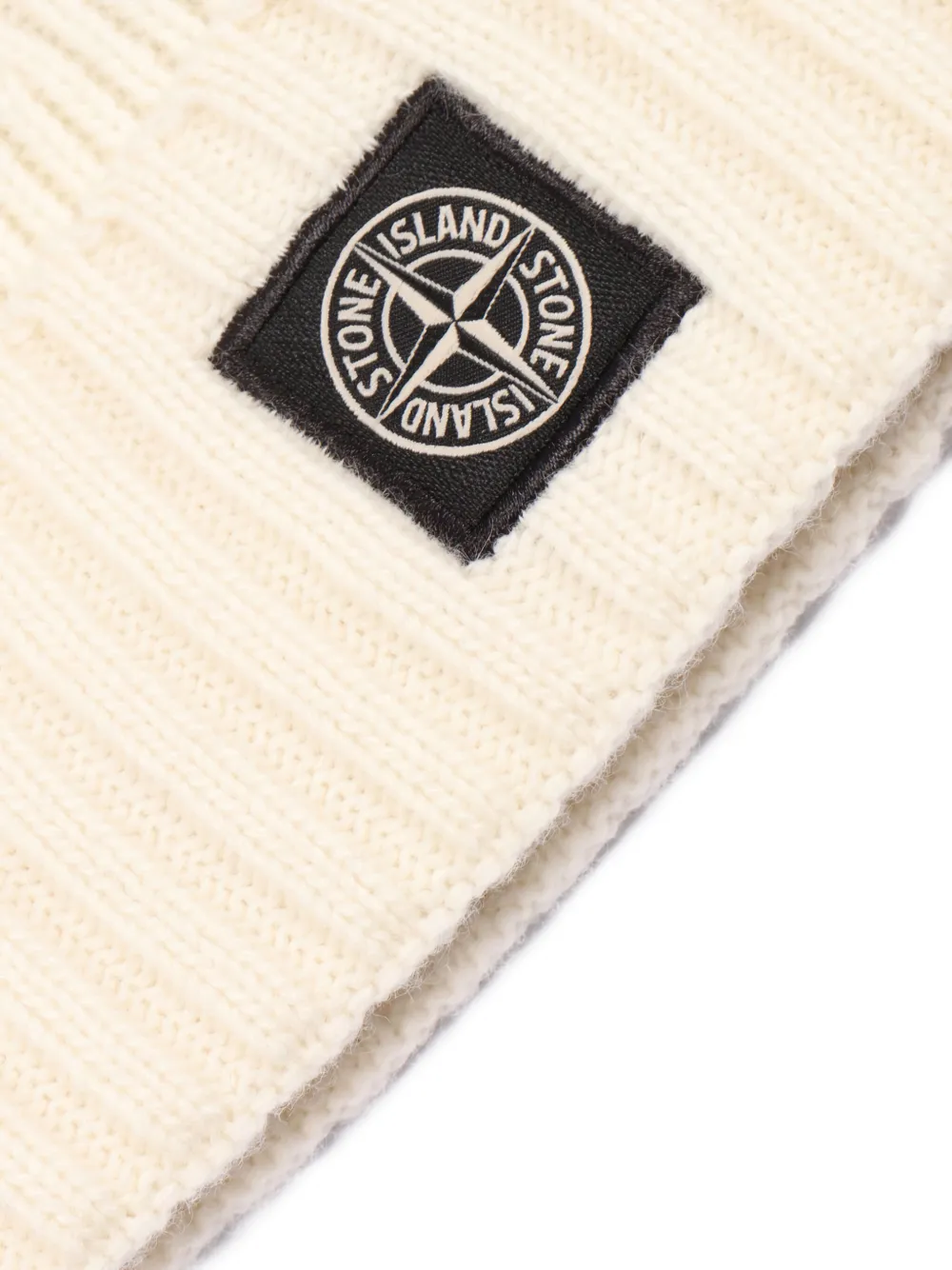 Stone Island Junior Geribbelde muts Beige