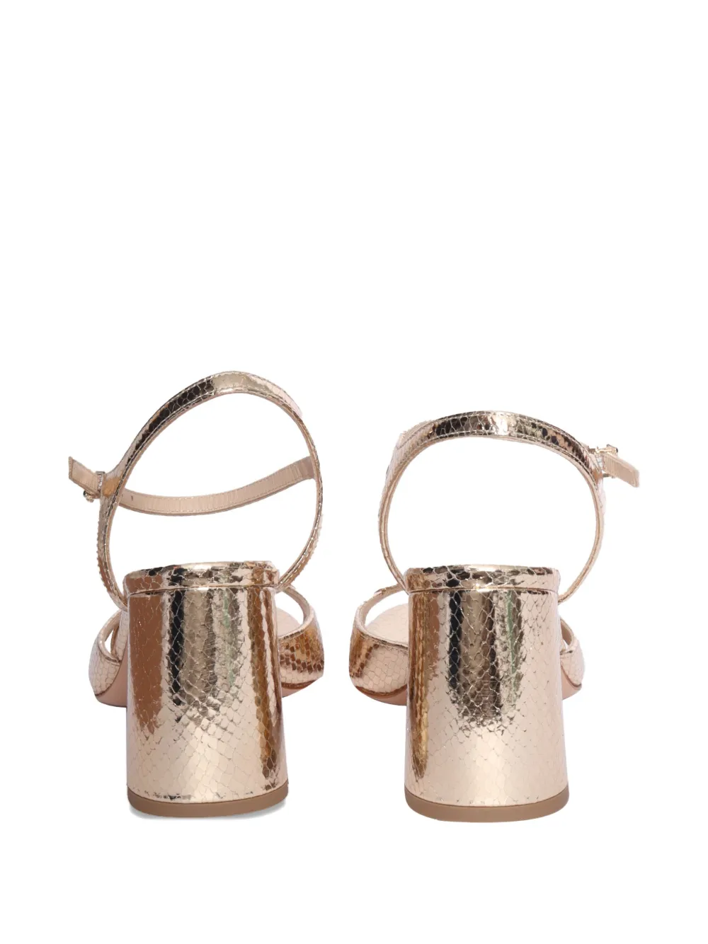 Sergio Levantesi Glenda snakeskin-effect block-heel sandals Gold