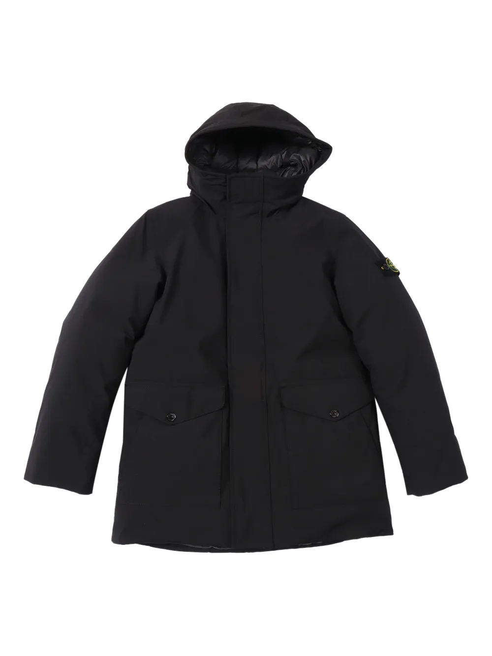 Stone Island Junior フーデッド コート - ブラック Stone Island Junior フーデッド コート - ブラック
