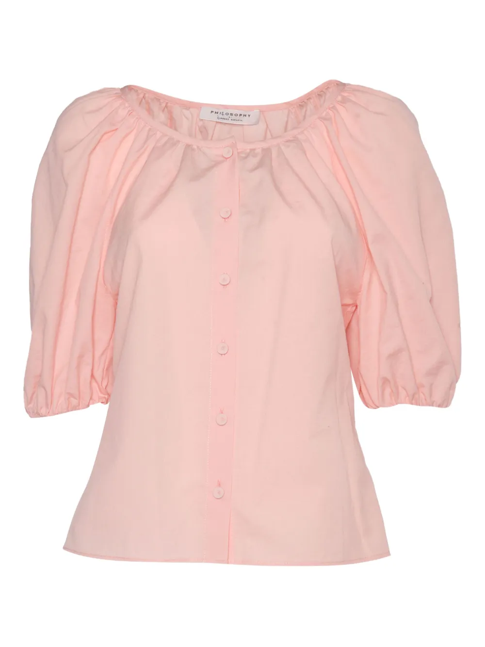 puff-sleeve buttoned blouse