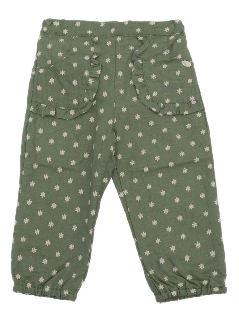 Tartine Et Chocolat Broek met bloe print en ruches Groen
