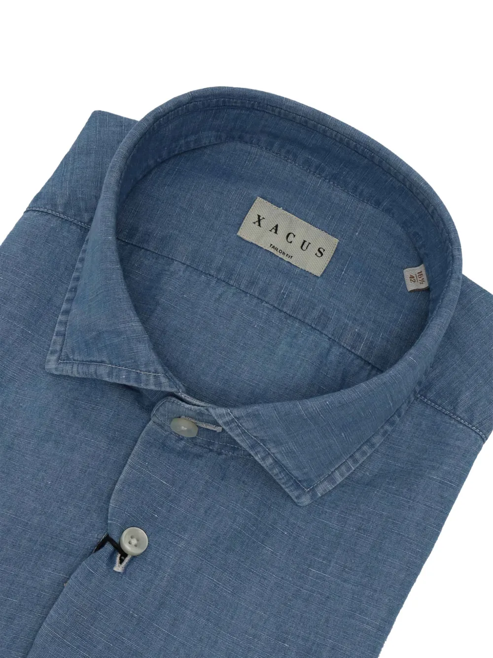 Xacus Overhemd met katoen-linnenmix Blauw