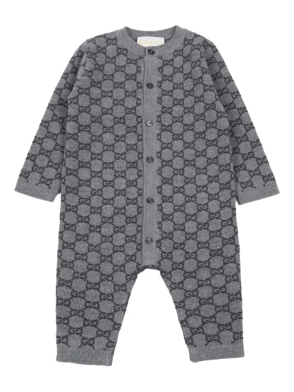 Gucci Kids GGジャカード ジャンプスーツ | グレー | FARFETCH JP