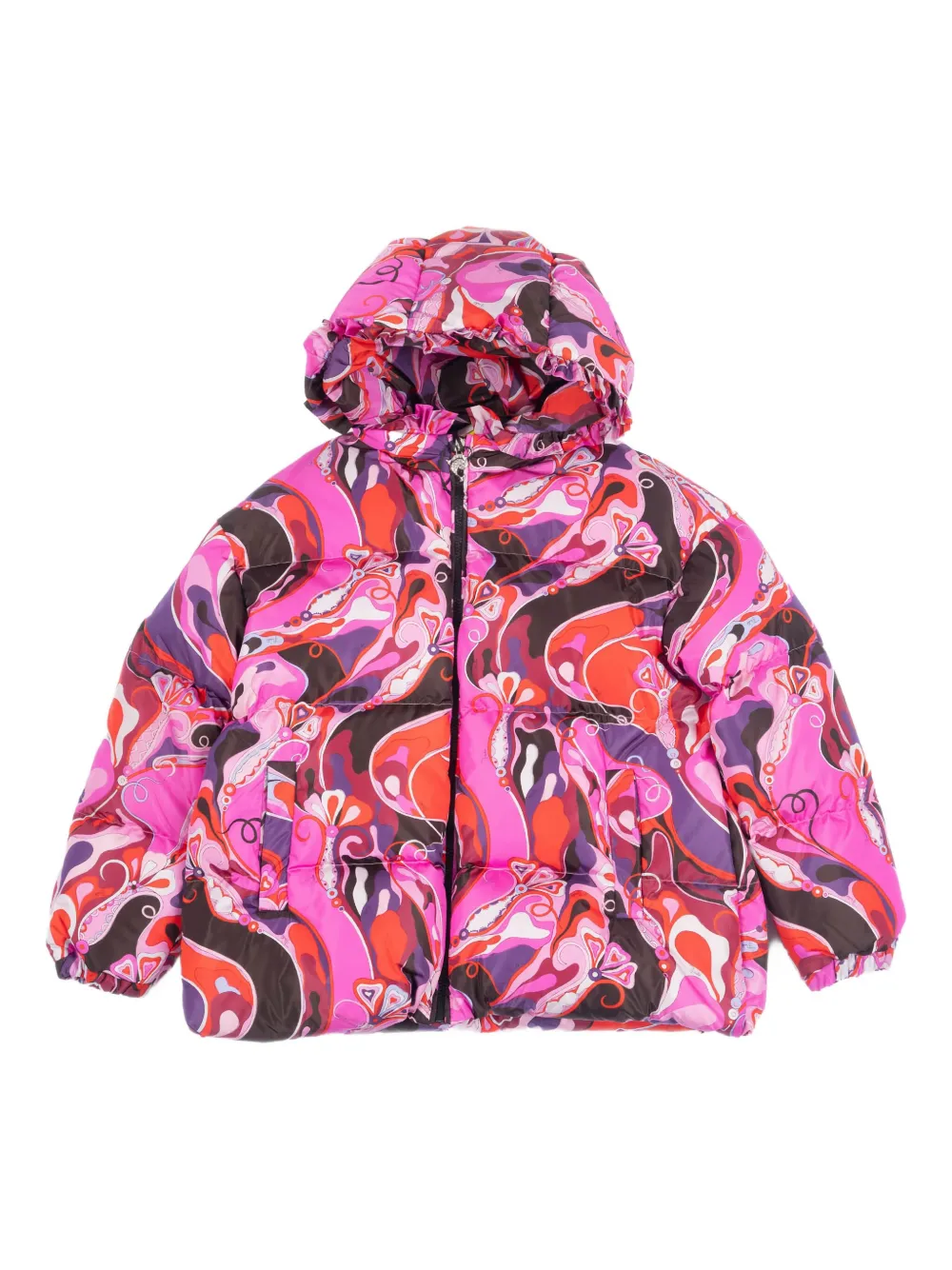 PUCCI Junior hooded quilted jacket Roze