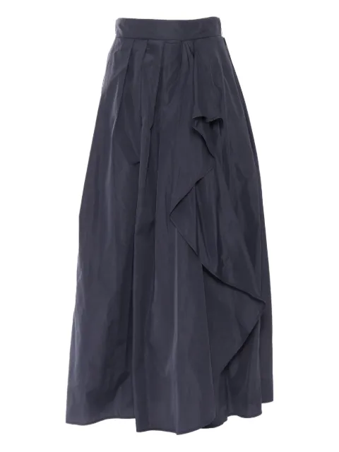 Clips pleated ruffled midi skirt