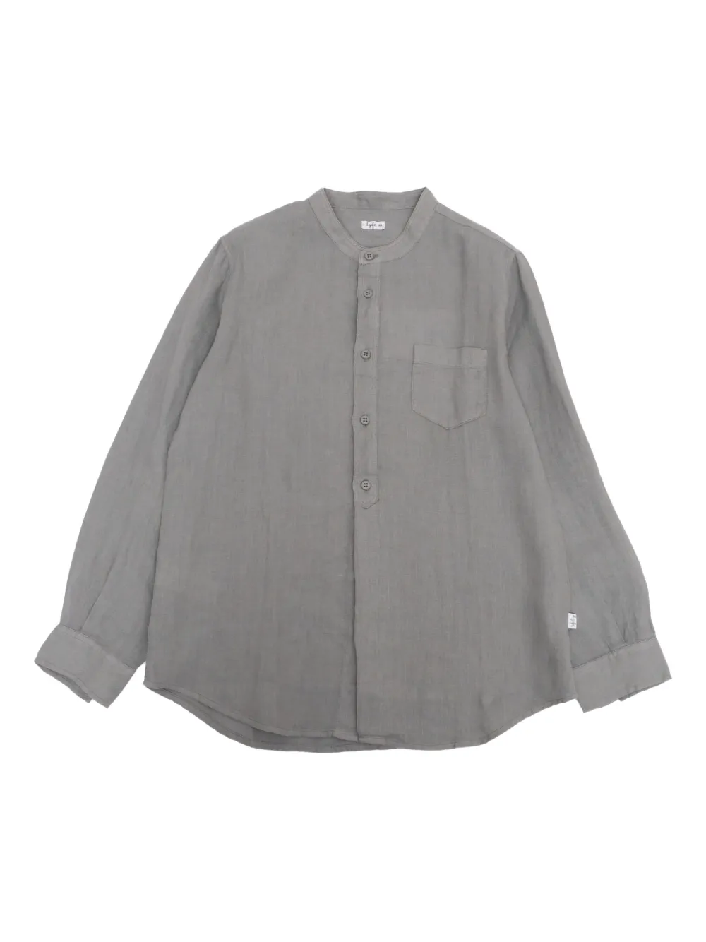 Il Gufo Korean linnen shirt met ronde opstaande kraag Grijs