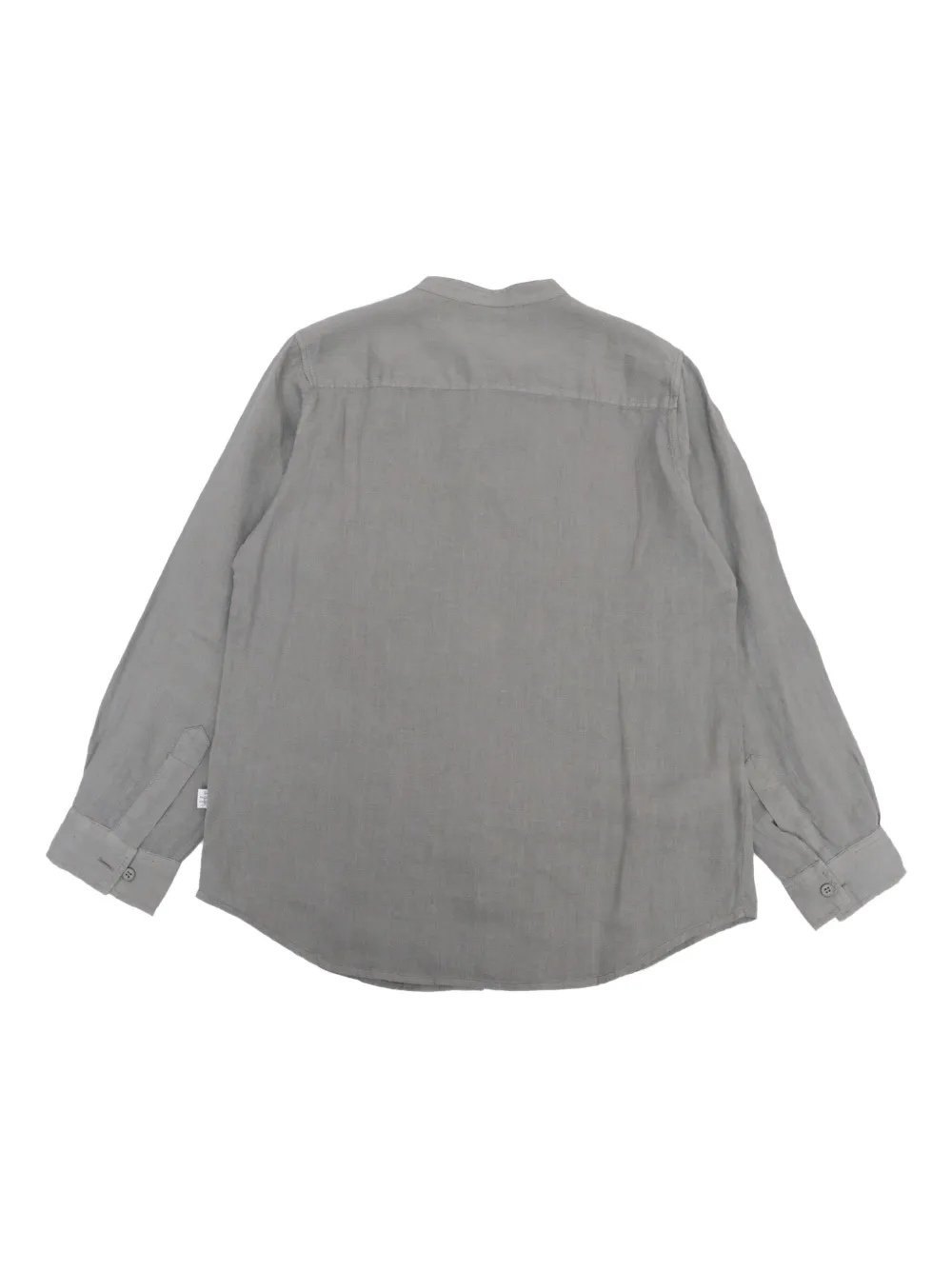 Il Gufo Korean linnen shirt met ronde opstaande kraag Grijs