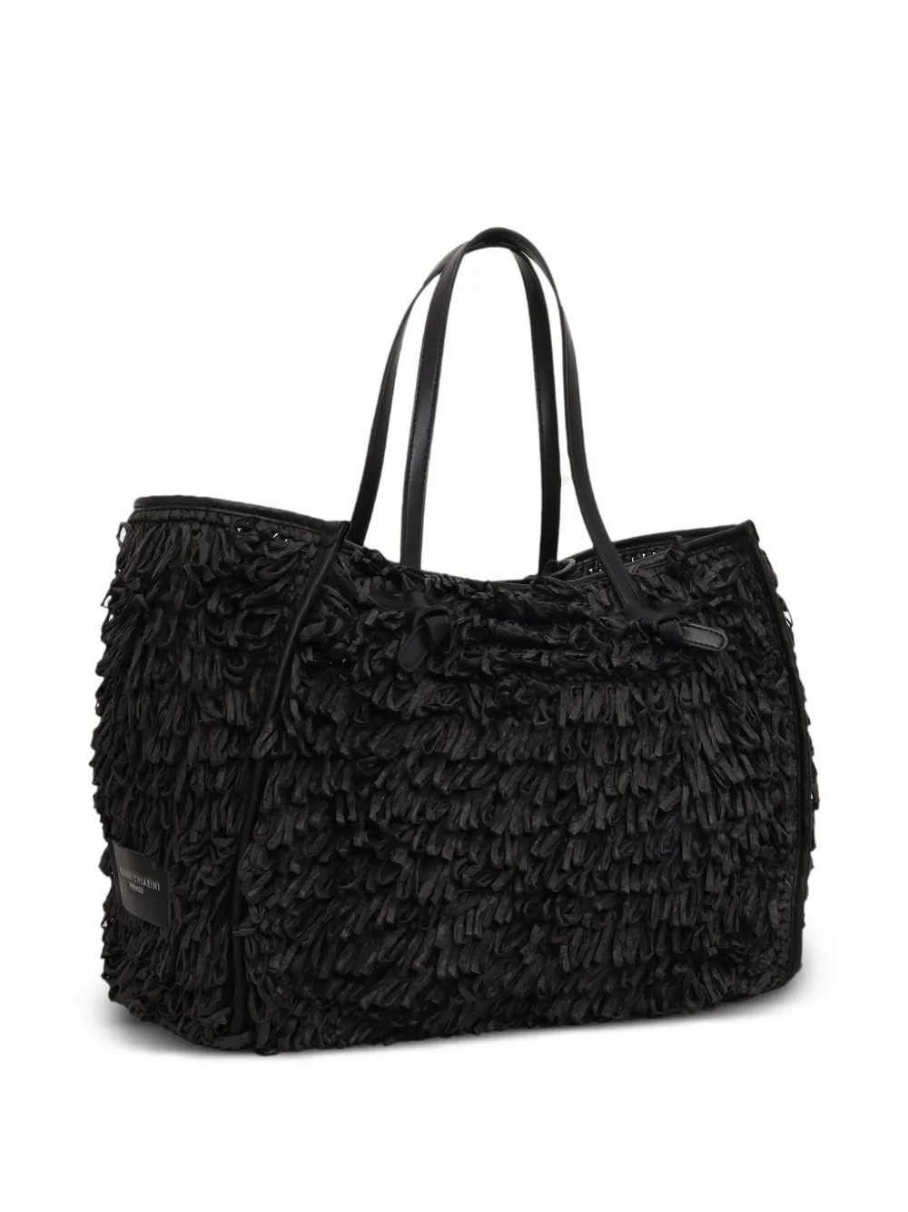 GIANNI CHIARINI Marcella raffia schoudertas - Zwart