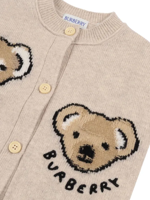 Burberry Kids bear-embroidered Cardigan | Neutrals | FARFETCH