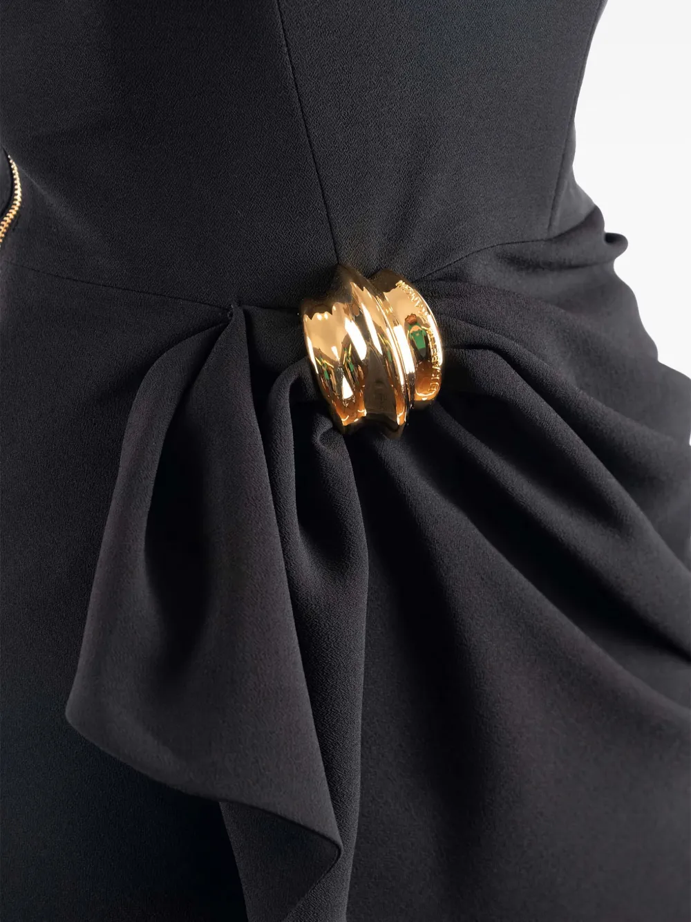 Elisabetta Franchi draped buckle-detail dress Zwart