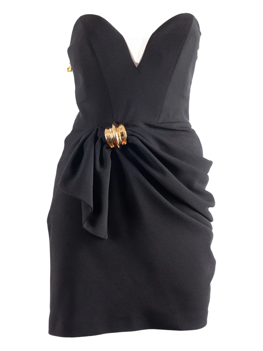 Elisabetta Franchi draped buckle-detail dress Zwart